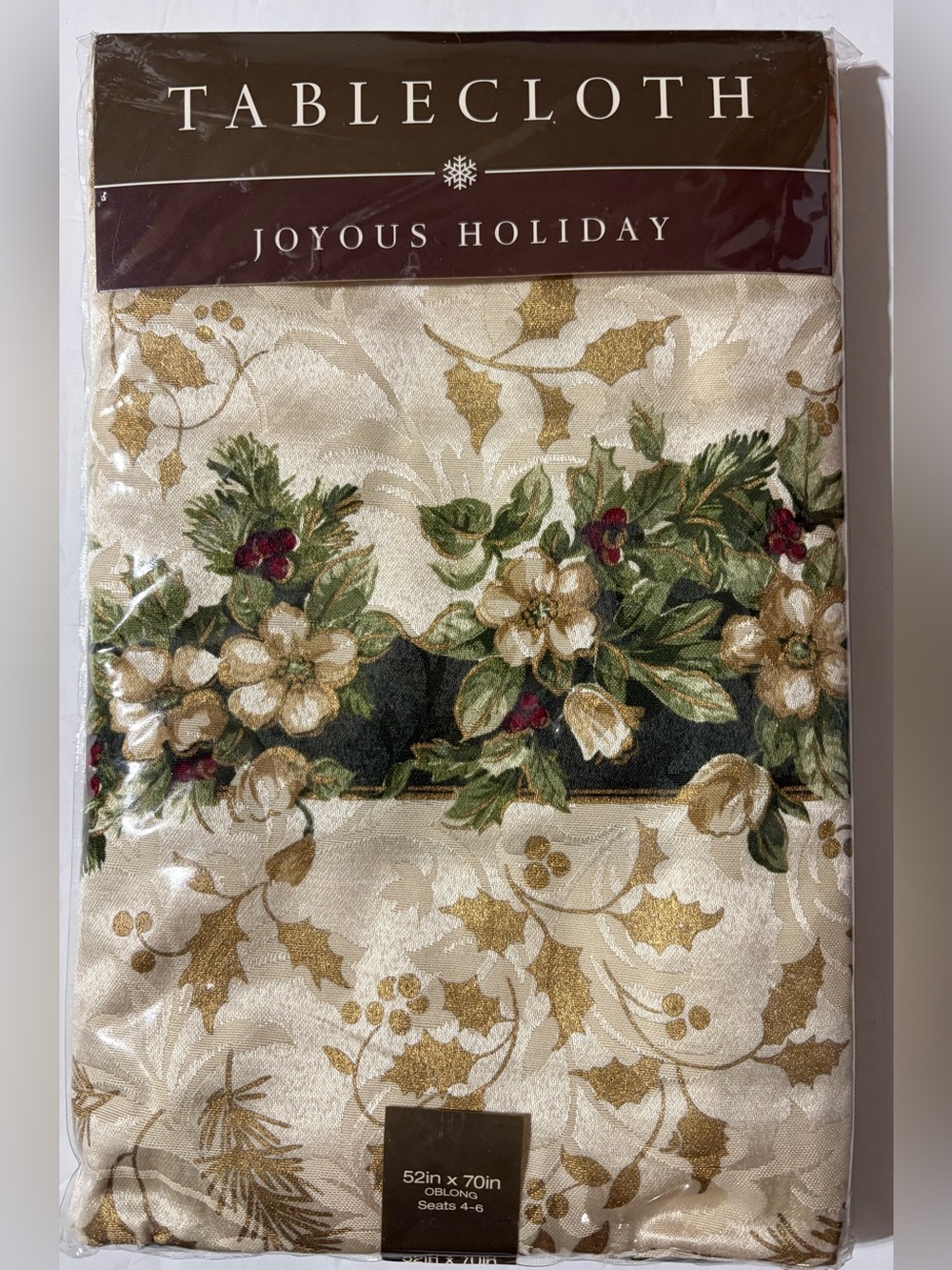 Tablecloth Joyous Holiday Bed Bath & Beyond Christmas Oblong 52” X 70” New